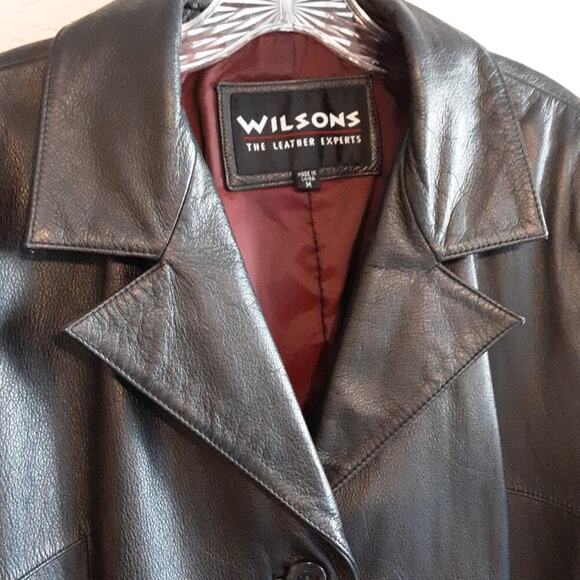 Wilson's Leather Vintage Black Midi Trench Coat 1980 Women's Medium Perfect - Picture 5 of 11
